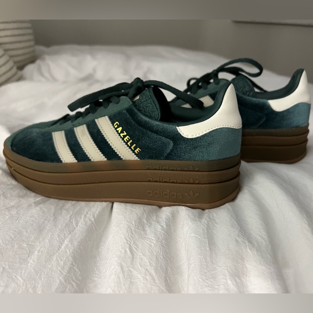 adidas Gazelle Platform Sneakers in Teal, White & Gum